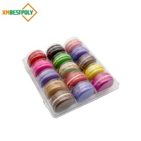 Boîte à clapet articulée transparente en PLA pour 15 macarons, biscuits et desserts – Emballage de présentation