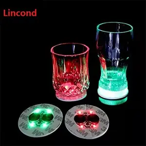 Sous-verres LED de diamètre 6cm, sous-verres lumineux, autocollants de bouteilles LED, disques de sous-verres lumineux pour boissons