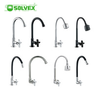 Keran Dapur Premium SOLVEX Laris Manis, Tuas Tunggal Termostatis, Semprotan Tarik 360 Derajat, Warna Chrome Hitam, Pemasangan di Dek, Cocok untuk Hotel dan Mal