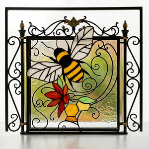 Wrought Iron Garden Gate Cat Rose Design Rustic Exterior Metal Entry Door Manual <b>Swing</b> Style Finished Surface Anti-theft - Product Image 1