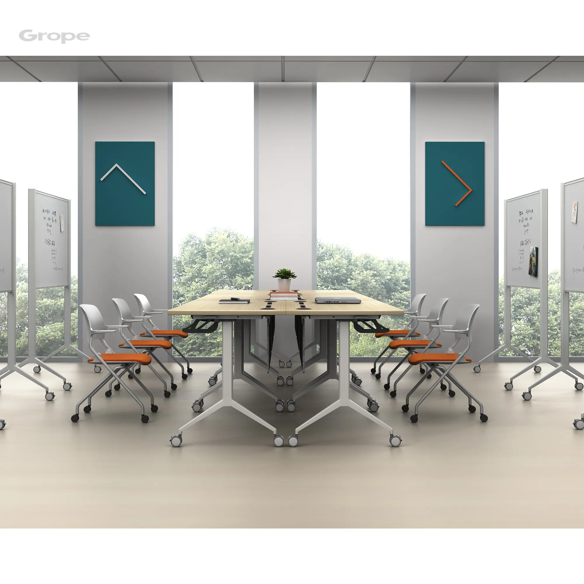 オフィス会議デスク会議テーブルPVC折りたたみ式会議テーブルラウンド会議テーブル用