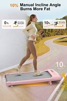 Tapis de marche inclinable manuel 2,5 CV avec écran LED, machine électrique portable rose pour l'exercice à domicile