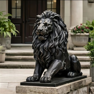 실물 크기 청동 누워있는 사자 조각상, 야외 정원 장식용, 사실적인 빌라 마당 조각상 - Product Image 6