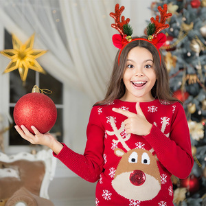 2024 New Christmas Decorations Classic Gifts Handicrafts Suppliers Children Adults Wear Deer Antler Sequin Bell <b>Headband</b> - Product Image 5