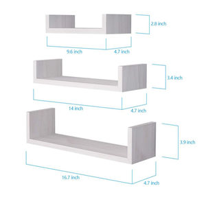 Étagères murales flottantes en bois massif, ensemble de 3 étagères murales flottantes blanches <span class=keywords><strong>pour</strong></span> plantes et salon - Product Image 5