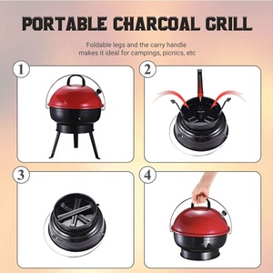 Portable métal Camping arrière-cour <span class=keywords><strong>barbecue</strong></span> gril trépied pliant extérieur cuisson gril poudre revêtement charbon de bois bouilloire <span class=keywords><strong>Barbecue</strong></span> gril - Product Image 6