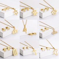 C & J ensemble de bijoux de mode pour femmes minimaliste 18K or acier inoxydable coeur papillon collier et boucles d'oreilles ensemble pour cadeau