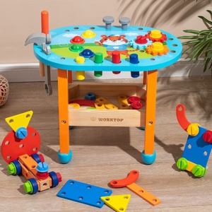 Table multifonctionnelle pour enfants, outil éducatif précoce, support de jouets en <span class=keywords><strong>bois</strong></span> à frapper, jouets créatifs Montessori à visser pour enfants - Product Image 4