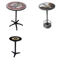 Table de bar de pub ronde personnalisée avec logo, jaune, verte, rouge, taille personnalisée, avec base pour l'extérieur