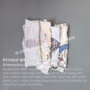 Trapos de Algodón Blanco Reciclado a Granel, 40 lbs, Trapos de Camisetas Blancas Estampadas, 10kg, 20kg, 25kg para Limpieza Industrial - Product Image 2