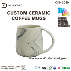 Tazas de cerámica <span class=keywords><strong>blanca</strong></span> nórdica, taza de arcilla de vientre grande de mármol, tazas de gres hechas a mano, tazas de café de cerámica al por mayor - Product Image 4