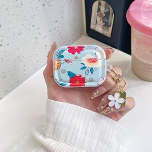 Étui pour écouteurs pour <span class=keywords><strong>Airpods</strong></span> 4 3 mignon fleur impression TPU coque souple étui de protection pour <span class=keywords><strong>Airpods</strong></span> Pro 2 avec porte-clés - Product Image 5