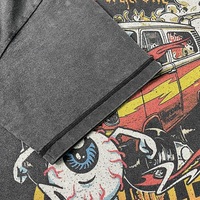 Kaos Oblong Lengan Pendek Motif Grafis Retro Amerika untuk Musim Semi & Musim Panas, Kasual, Oversize, Serbaguna, dan Modis