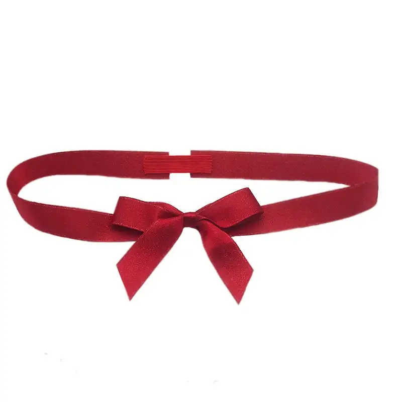 Commercio all'ingrosso di vendita calda su ordinazione rosso pre-legato nastro di raso arco elastico con la stirata anello per il regalo scatola di imballaggio
