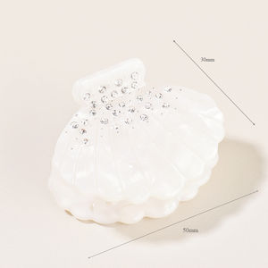 CSFZ0590 OEM ODM थोक मूल्य ओशन फैशन क्रिएटिव व्हाइट शैल जिरकोन एसीटेट क्लॉ हेयर क्लिप्स लड़कियों के सहायक उपकरण - Product Image 5