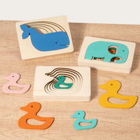 Juguetes Educativos de Aprendizaje, Regalos para Niños y Niñas de 3+ Años, Rompecabezas para Niños Preescolares, Rompecabezas de Madera Multicapa de Animales
