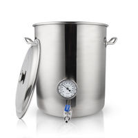Chaudière à bière 10/20/30/40/50/60/120L, Pot de brassage en acier inoxydable avec thermomètre intégré et kit de robinet à bille sans soudure pour brassage maison