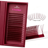 Nouvelle Tendance Cils YY 3D 4D 5D en forme de trèfle couleur Bourgogne, Cils YY en forme de W, Cils enroulés rouge vin étroits, Marque Privée, Cils en forme de U 5D populaires LB LC