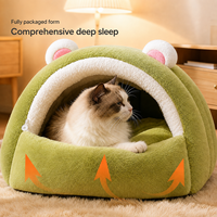 Lit tunnel pour chat en forme de chenille, chaud et moelleux, semi-fermé, nid douillet anti-anxiété, maison d'hiver pour chats d'intérieur