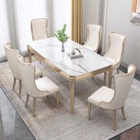Prix de gros Mobilier pour restaurant et maison Nouveau design Carré personnalisé Blanc et or Ensemble table et chaises de salle à manger modernes en vente