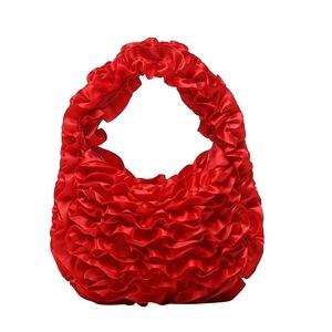 Sac plissé en dentelle style doux et féminin, sac à main en dentelle et gaze douce patchwork, sac à main élégant et noble à porter sous le bras - Product Image 1