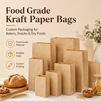 Sac en papier kraft de qualité alimentaire, impression personnalisée OEM, plusieurs tailles, emballage écologique pour boulangerie, pain, noix, café, fruits secs, vente à emporter, magasin de détail