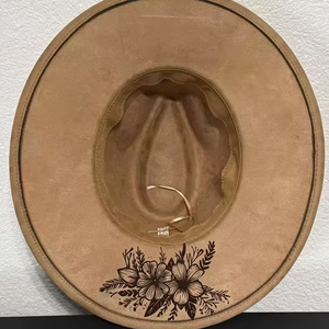 2025 New Fashion Colorful 9.5cm Wide Brim Fedora <b>Hat</b> Heart Top Suede Fedora <b>Hat</b> with Burnt - Product Image 2