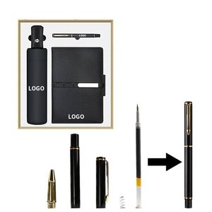 Juego de Cuaderno y Bolígrafo Negro Premium con Logotipo Personalizado, 3 Piezas, Juego de Regalo para Empleados de Negocios con Bolsa - Product Image 1