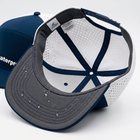 Casquette Snapback Sportive OEM Personnalisée de Haute Qualité à 6 ou 7 Panneaux, Visière Plate, Logo PVC, Imperméable, avec Trous Découpés au Laser et Perforations