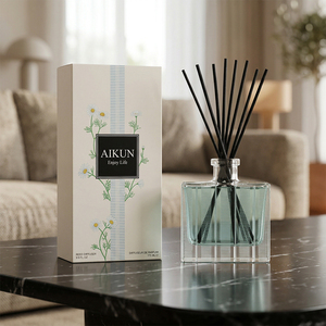 Aikun Decorative Glass Bottle Floral Printed Gift Box Natural Essential Oil 150ml Reed <b>Diffuser</b> Aroma Set For Living <b>Room</b> - Product Image 1