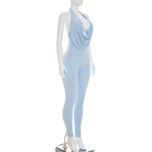 Viviblook D26JP151 Mono casual de una pieza sin mangas con cuello halter y espalda descubierta de color liso sexy para mujer - Colección de verano - Product Image 3