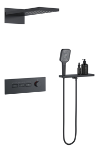 Contemporary Fashion Single-Handle <strong>Thermostatic</strong> Bathroom Shower Set Brass <strong>Bath</strong> <strong>Taps</strong> Soft Rain Spray Pattern Brushed Ceramic - Product Image 3