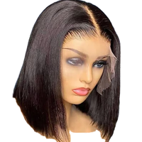 Perruque Courte Bob Lisse en Cheveux Humains, Densité 250, Perruque Frontale HD 13x6 en Dentelle, Perruque Courte 13x4 en Dentelle pour Femmes Noires