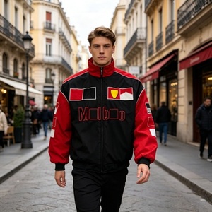 Hot Selling Men's F1 Racing Satin <strong>Jacket</strong> Handmade Embroidery Classic Black <strong>Red</strong> Design Customized <strong>Waterproof</strong> Winter <strong>Jacket</strong> - Product Image 1