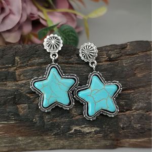 Orecchini Vintage a Stella con Turchese, Gioielli Geometrici di Moda per Donne - Product Image 3