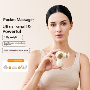 Mini Pistola de Masaje Fascial Portátil, Masajeador Muscular de Percusión de Tejido Profundo, 4 Velocidades, 4 Cabezales de Silicona, Pequeño y de Bolsillo - Product Image 1
