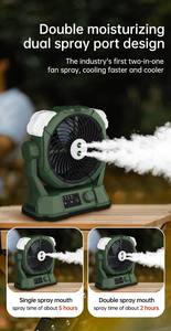 พัดลมไอน้ำแบบพกพา 16000mah ชาร์จไฟได้ พร้อมฟังก์ชั่นเพิ่มความชื้น เสียงเบา พับเก็บได้ ใช้ได้ทั้งภายนอกและบนโต๊ะ - Product Image 3