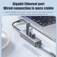 Hub USB 3.0 SYONG avec adaptateur Ethernet Gigabit 1000 Mbps, 3 ports USB, compatible avec MacBook, Surface Pro, Linux, Chromebook