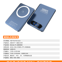 Powerbank Magnetik Ultra Tipis Mini untuk Smartphone, Pengisi Daya Nirkabel Berbahan Aluminium dengan Layar dan Fitur Jam Tangan