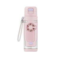 D5710 Ventilador Portátil de Gran Capacidad con Rociador y Botella de Agua 2 en 1, Taza Ventiladora Refrescante para Deportes al Aire Libre