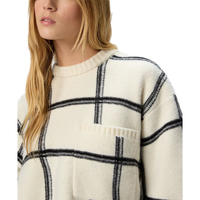 Pull en laine à col rond surdimensionné pour femmes et mini-jupe à carreaux jacquard Automne Hiver Doux Chaud Ensemble tendance pour femmes en deux pièces