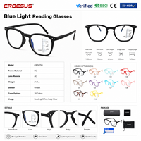 Lunettes de lecture carrées unisexes pour femmes et hommes, monture optique en PC, anti-lumière bleue, verres progressifs