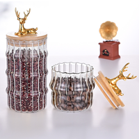 Pot en verre de luxe à rayures verticales gaufrées, design nordique esthétique, pour centre de table de mariage et rangement de cuisine