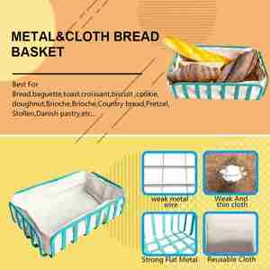 Nouveau Design Rectangulaire En Acier Baguette Bagel Croissant pâtisserie LFGB En Métal restaurant <span class=keywords><strong>corbeille</strong></span> <span class=keywords><strong>à</strong></span> <span class=keywords><strong>pain</strong></span> avec <span class=keywords><strong>tissu</strong></span> Pour Boulangerie Café - Product Image 2