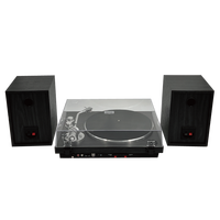 Modern Tasarımlı Vinil Plak Çalar Pikap, Harici Hoparlörler ve Bluetooth Özelliğiyle
