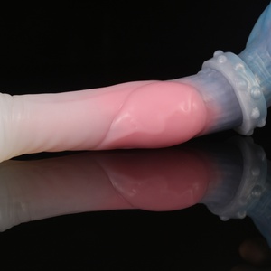 LUUK - Dildo de silicona líquida suave de doble cabeza con forma de pene de caballo, color rosa tweed, tapón anal grande y rugoso para mujeres, ¡el más vendido! - Product Image 3