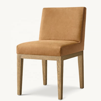 Chaises de salle à manger modernes en tissu rembourré et bois, chaises d'appoint sans accoudoirs pour la maison et les salles à manger de villas