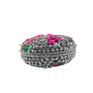 Nouveau sac de soirée en cuir huilé ajouré à motif floral, sac à strass tendance, sac à bandoulière élégant et haut de gamme, sac boîte ovale pour femme - Product Image 5