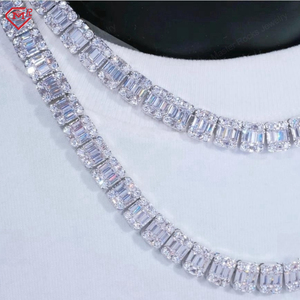 Master Rocks 8mm Plata de Ley 925 Iced Out Square Baguette Tennis Chain Vvs Moissanite Tennis Chain - Product Image 5