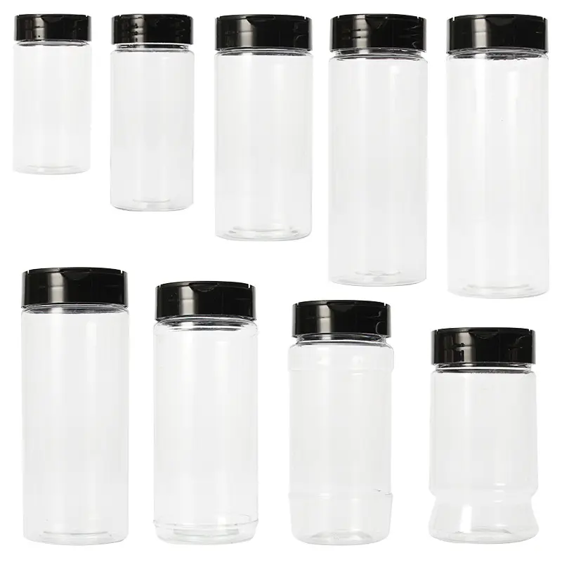 PET Leere Plastik gewürz flaschen Spice Shaker Pulver behälter Pfeffers alz glas Mit Flapper Cap Gewürz gläser Set